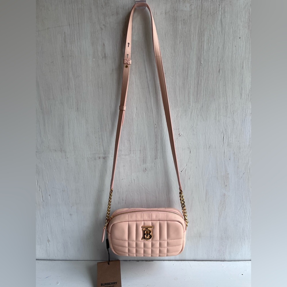 BURBERRY Mini Lola Quilted Leather Camera Bag Peach Pink - Picture 5 of 13
